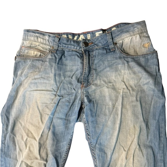 Cavalera Men’s Distressed Straight Leg Jeans 34X33 Logo Pockets Biker Rock Moto - Picture 5 of 11
